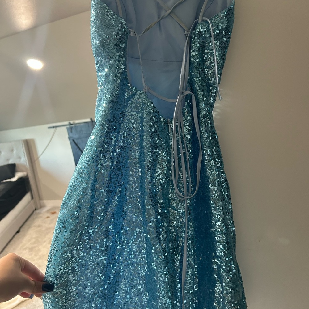 Amazon Blue Sequin Mini Dress